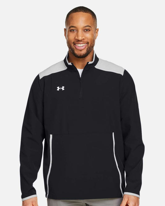 Under Armour Men's Motivate 3.0 Quarter-Zip Pullover in Black/ Mod Grey/ White, style 1389611