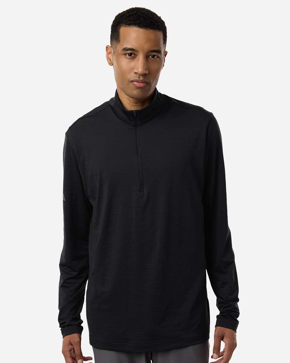 adidas Men's Textured Stripe Quarter-Zip Pullover in Black, style A708