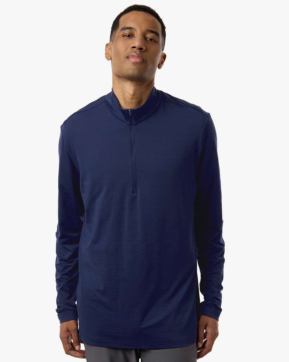 adidas Men's Textured Stripe Quarter-Zip Pullover in Dark Blue, style A708