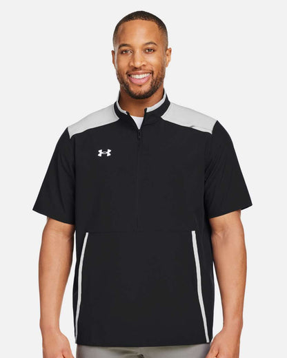 Under Armour Men's Motivate 3.0 Short Sleeve Half-Zip in Black/ Mod Grey/ White, style 1389612