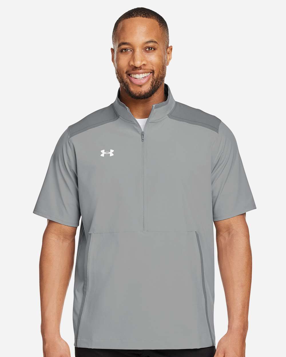 Under Armour Men's Motivate 3.0 Short Sleeve Half-Zip in Mod Grey/ White, style 1389612