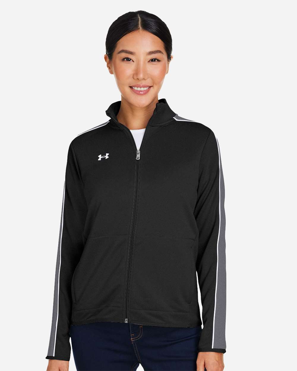 Under Armour Women's Command Full-Zip 2.0 Jacket in Black/ White, style 1383272