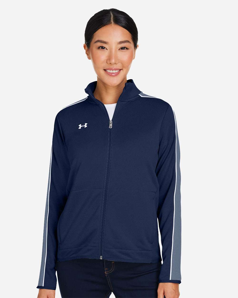 Under Armour Women's Command Full-Zip 2.0 Jacket in Midnight Navy/ White, style 1383272