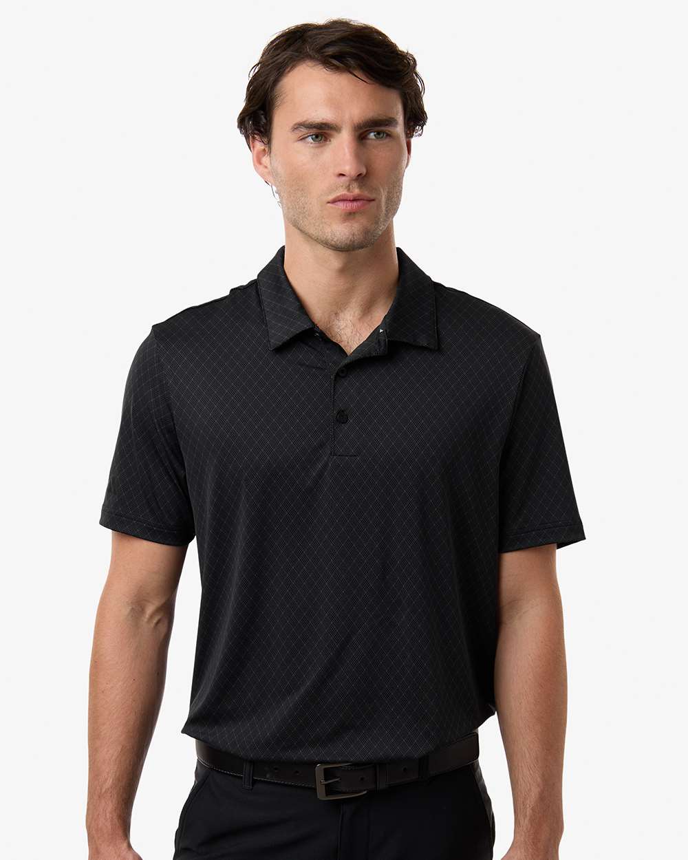 adidas Men's 4-Way Stretch Printed Polo in Carbon, style A716