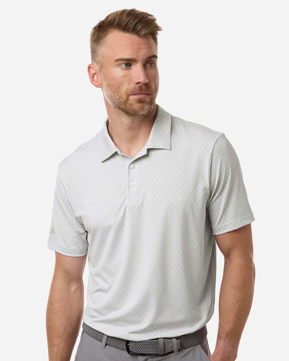 adidas Men's 4-Way Stretch Printed Polo in White, style A716