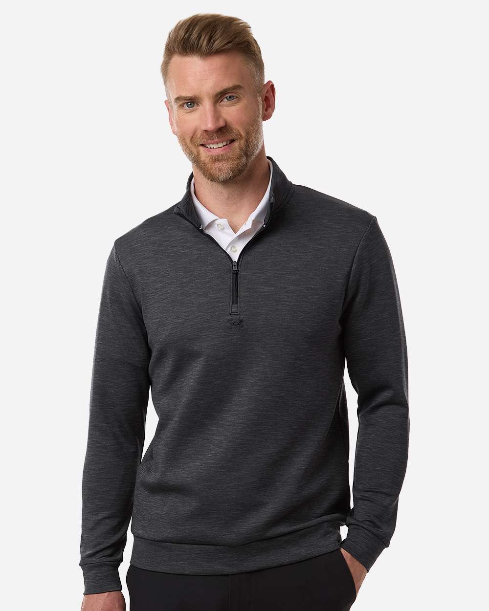 Under Armour Men's Drive Midlayer Quarter-Zip Pullover in Black/ Black, style 1387124