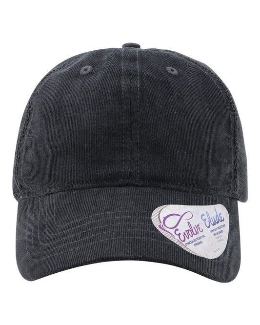 Infinity Her Women's Corduroy Cap blank in Black / Black Leopard/ Black, style JO