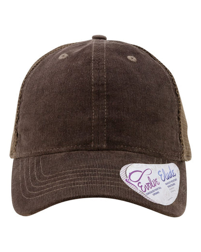 Infinity Her Women's Corduroy Cap blank in Chocolate/ Tonal Fawn/ Chocolate, style JO