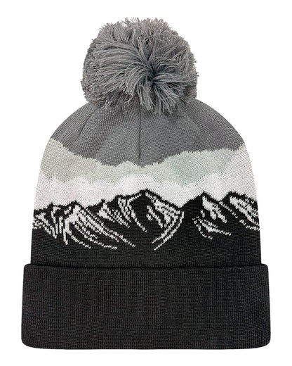 LOCALE Grand Recycled Beanie blank in Misty Peaks/ Black, style GRNDSR