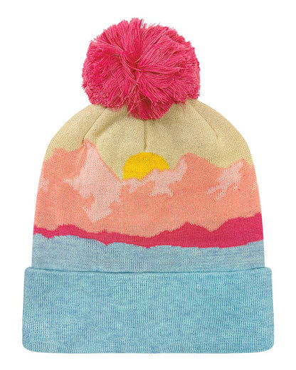 LOCALE Grand Recycled Beanie blank in Mountain Morning Aqua/ Peach, style GRNDSR