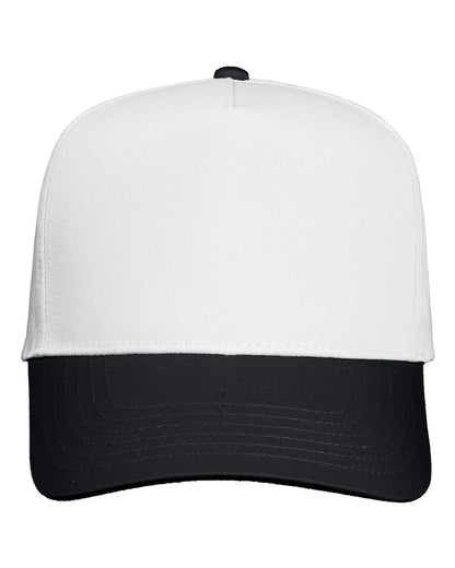 Valucap Five-Panel Twill Cap blank in White/ Black, style 8869