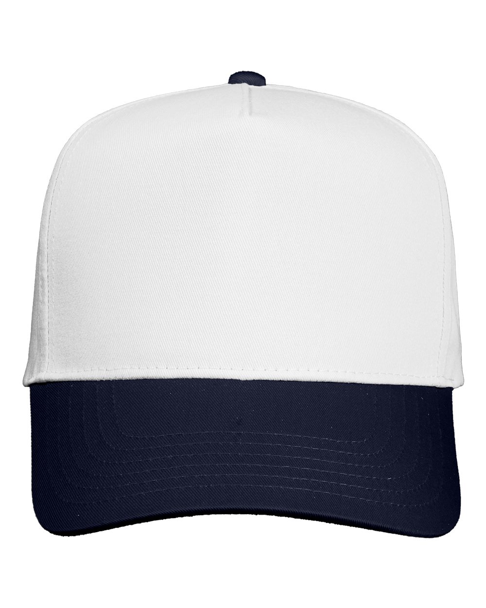 Valucap Five-Panel Twill Cap blank in White/ Navy, style 8869
