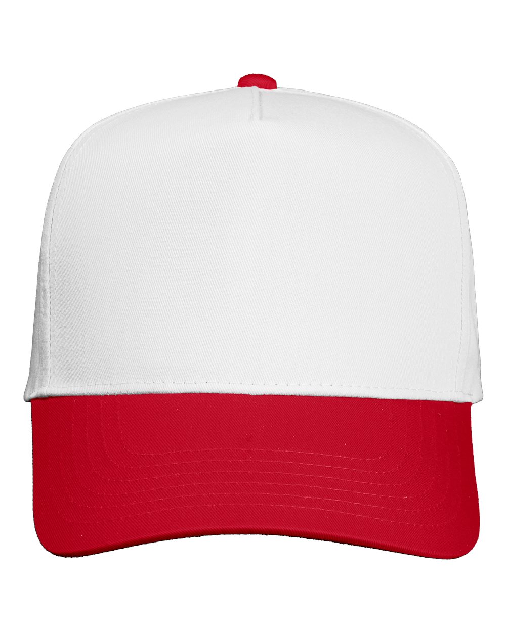 Valucap Five-Panel Twill Cap blank in White/ Red, style 8869