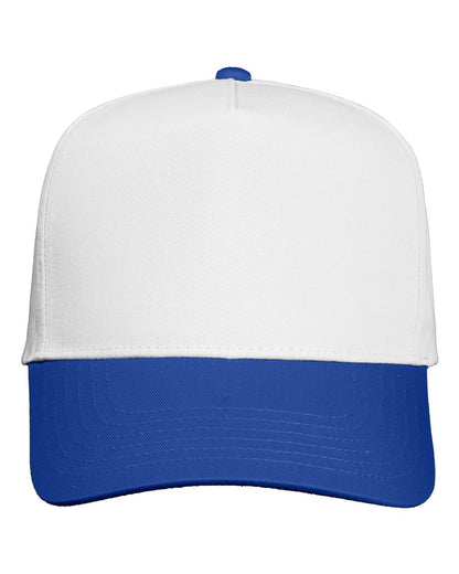 Valucap Five-Panel Twill Cap blank in White/ Royal, style 8869