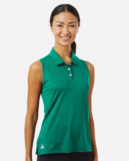 adidas Women's Ottoman Sleeveless Polo in Pure Teal, style A1005