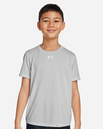 Under Armour Youth Tech Team T-Shirt in Mod Grey Light Heather/ White, style 1377487