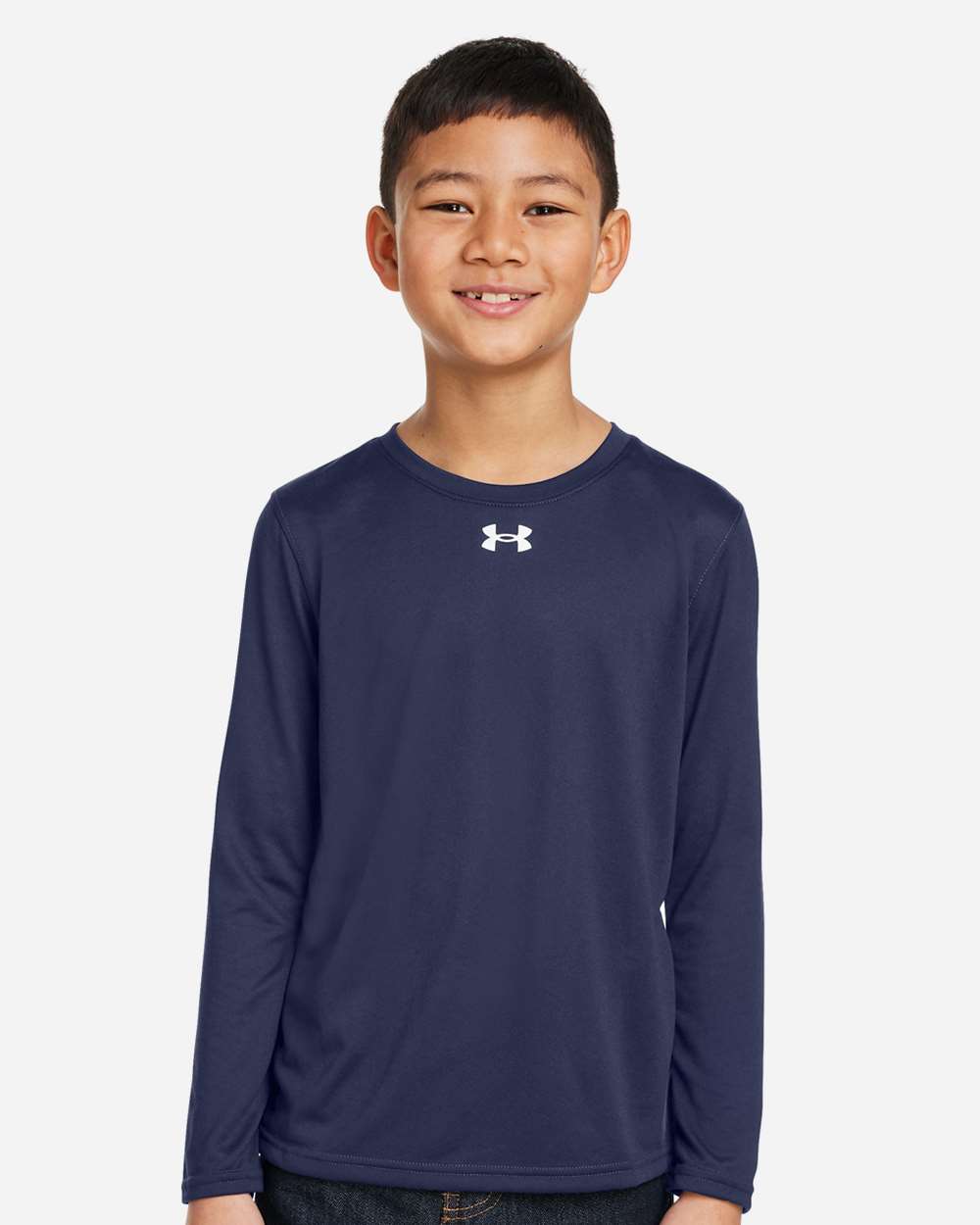 Under Armour Youth Tech Team Long Sleeve T-Shirt in Midnight Navy/ White, style 1377488