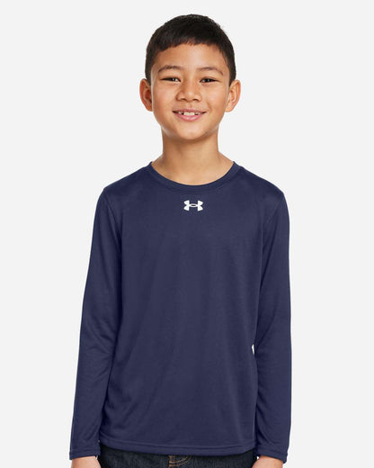 Under Armour Youth Tech Team Long Sleeve T-Shirt in Midnight Navy/ White, style 1377488