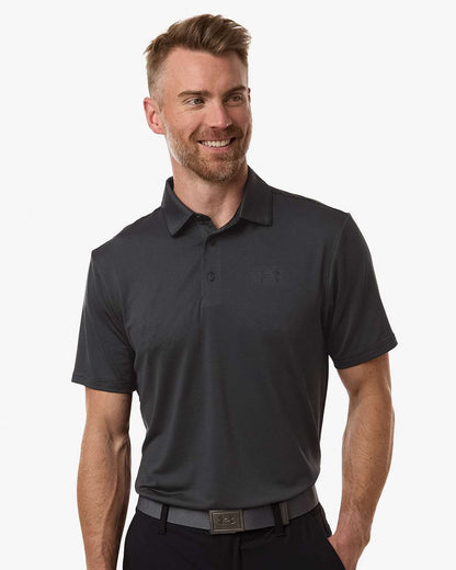 Under Armour Men's Playoff 3.0 Stripe Polo in Black/ Pitch Grey, style 1378676