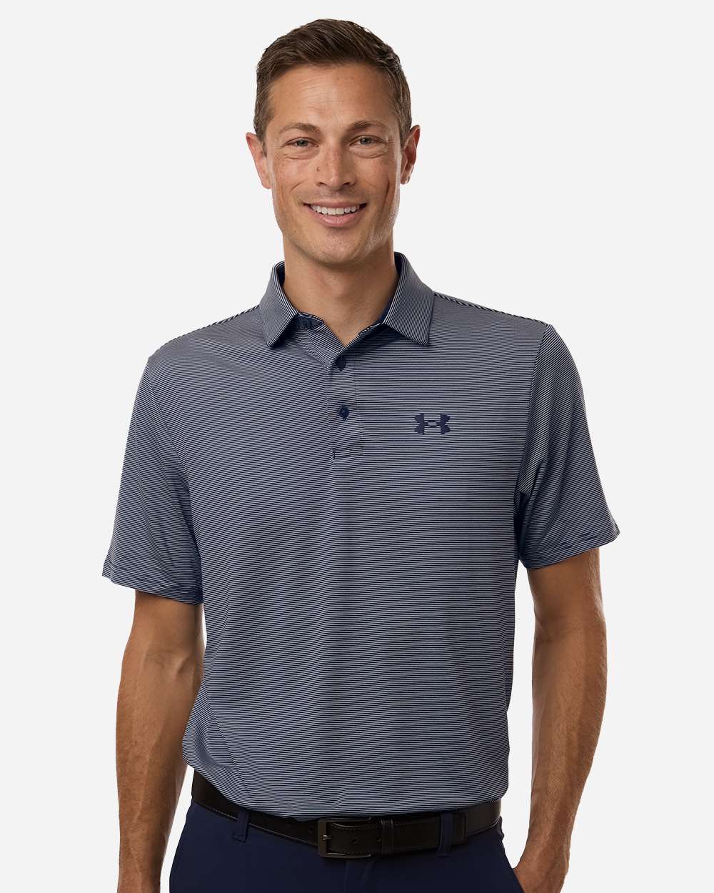 Under Armour Men's Playoff 3.0 Stripe Polo in Midnight Navy/ White, style 1378676