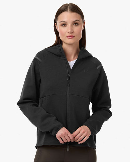 Under Armour Women's Unstoppable Fleece Full-Zip Jacket in Black/ Black, style 1379842