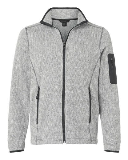 North End Men's Jasper Jacquard Full-Zip Fleece Jacket blank in Grey/ White, style NE730