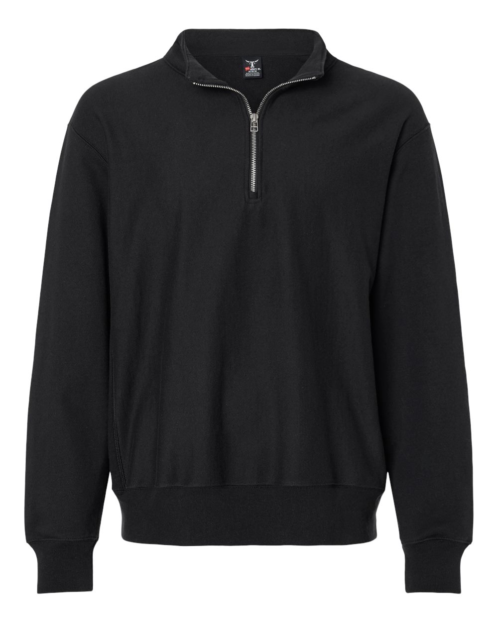 Hanes Unisex Beefy Sweats Premium Heavyweight Quarter-Zip Sweatshirt blank in Black, style OG900