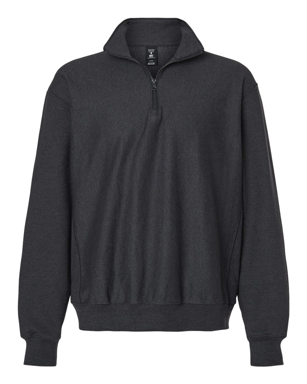Hanes Unisex Beefy Sweats Premium Heavyweight Quarter-Zip Sweatshirt blank in Charcoal Heather, style OG900
