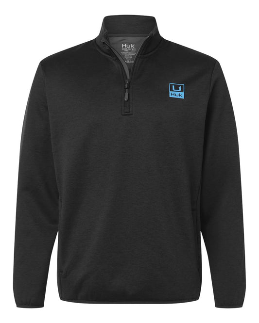 HUK Men's Coldfront+ Quarter-Zip Pullover blank in Heather Black, style H130098