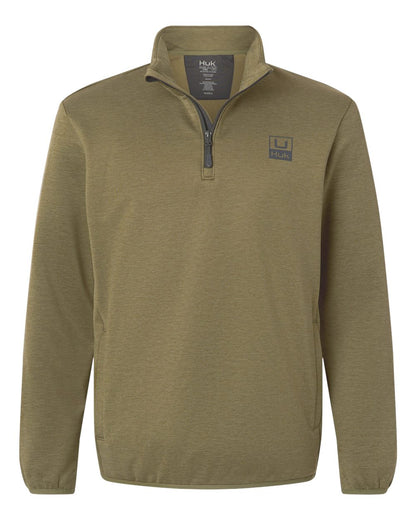 HUK Men's Coldfront+ Quarter-Zip Pullover blank in Overland Heather, style H130098