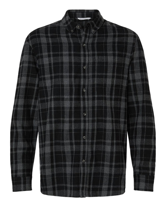 Boxercraft Men's Flannel Button Down Shirt blank in Black Jordan Plaid, style BU7401