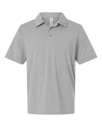Team 365 Men's Relay Heathered Stripe Polo blank in Athletic Heather/ White, style TT125