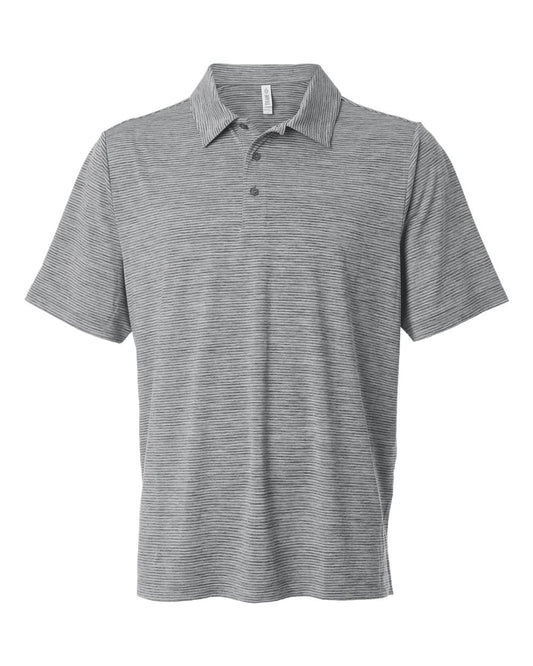 Team 365 Men's Relay Heathered Stripe Polo blank in Black Heather/ White, style TT125