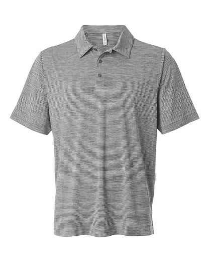 Team 365 Men's Relay Heathered Stripe Polo blank in Black Heather/ White, style TT125