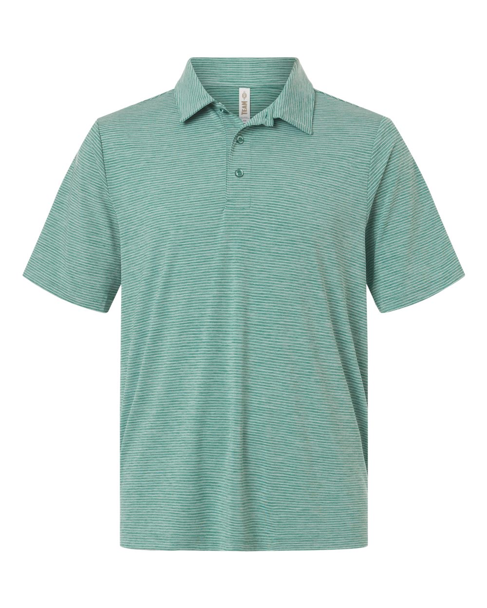 Team 365 Men's Relay Heathered Stripe Polo blank in Sport Forest Heather/ White, style TT125