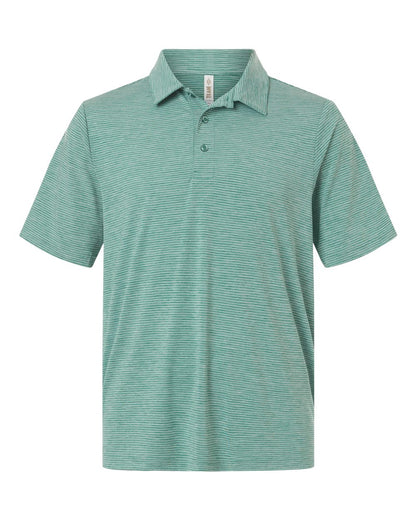 Team 365 Men's Relay Heathered Stripe Polo blank in Sport Forest Heather/ White, style TT125