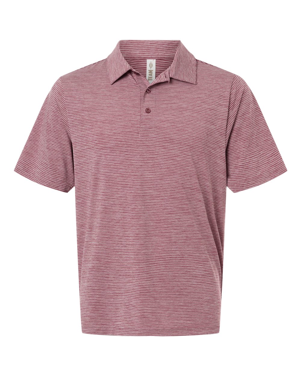 Team 365 Men's Relay Heathered Stripe Polo blank in Sport Maroon Heather/ White, style TT125
