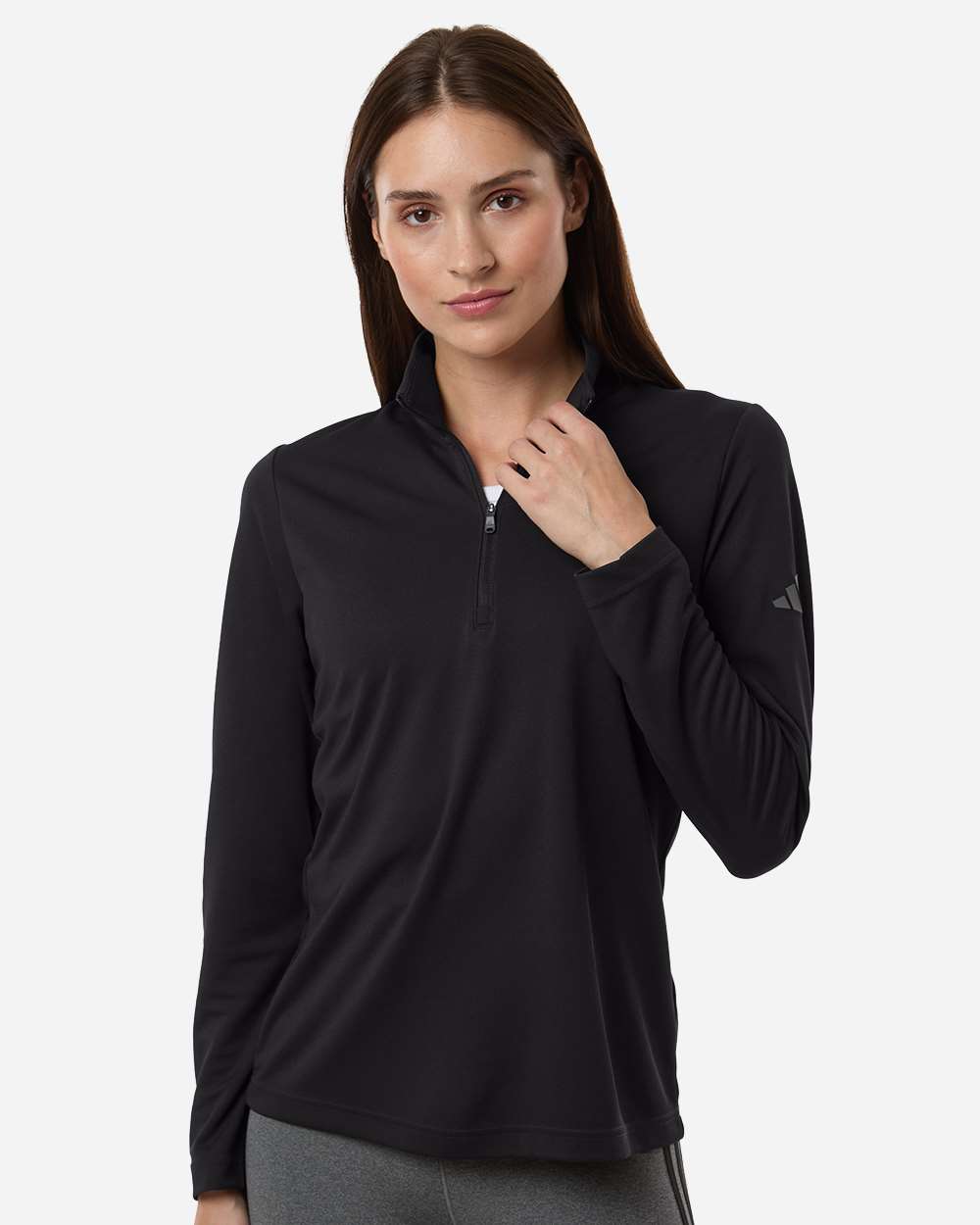 adidas Women's Lightweight Quarter-Zip Pullover in Black, style A400