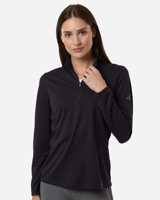 adidas Women's Lightweight Quarter-Zip Pullover in Black, style A400