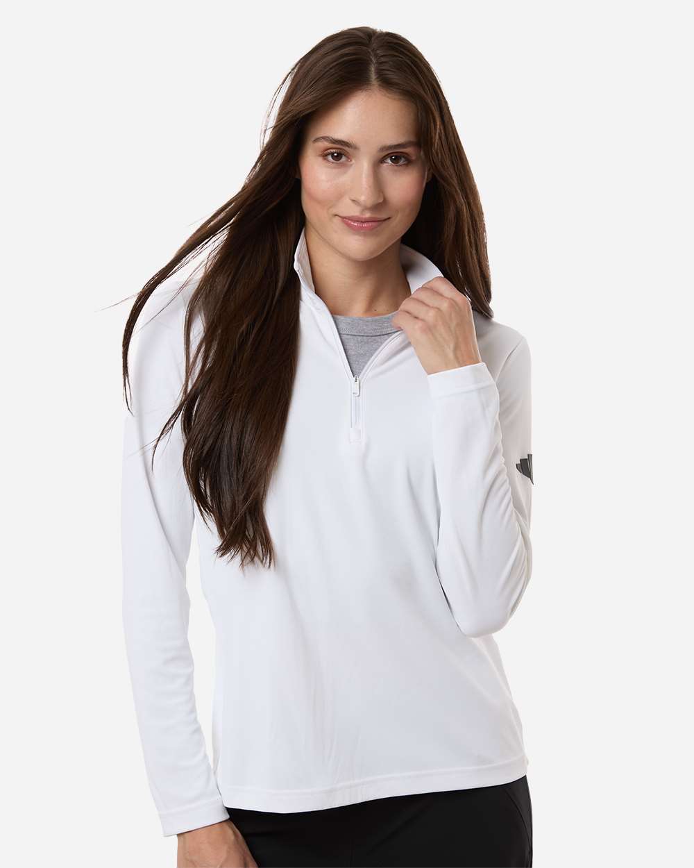 adidas Women's Lightweight Quarter-Zip Pullover in White, style A400