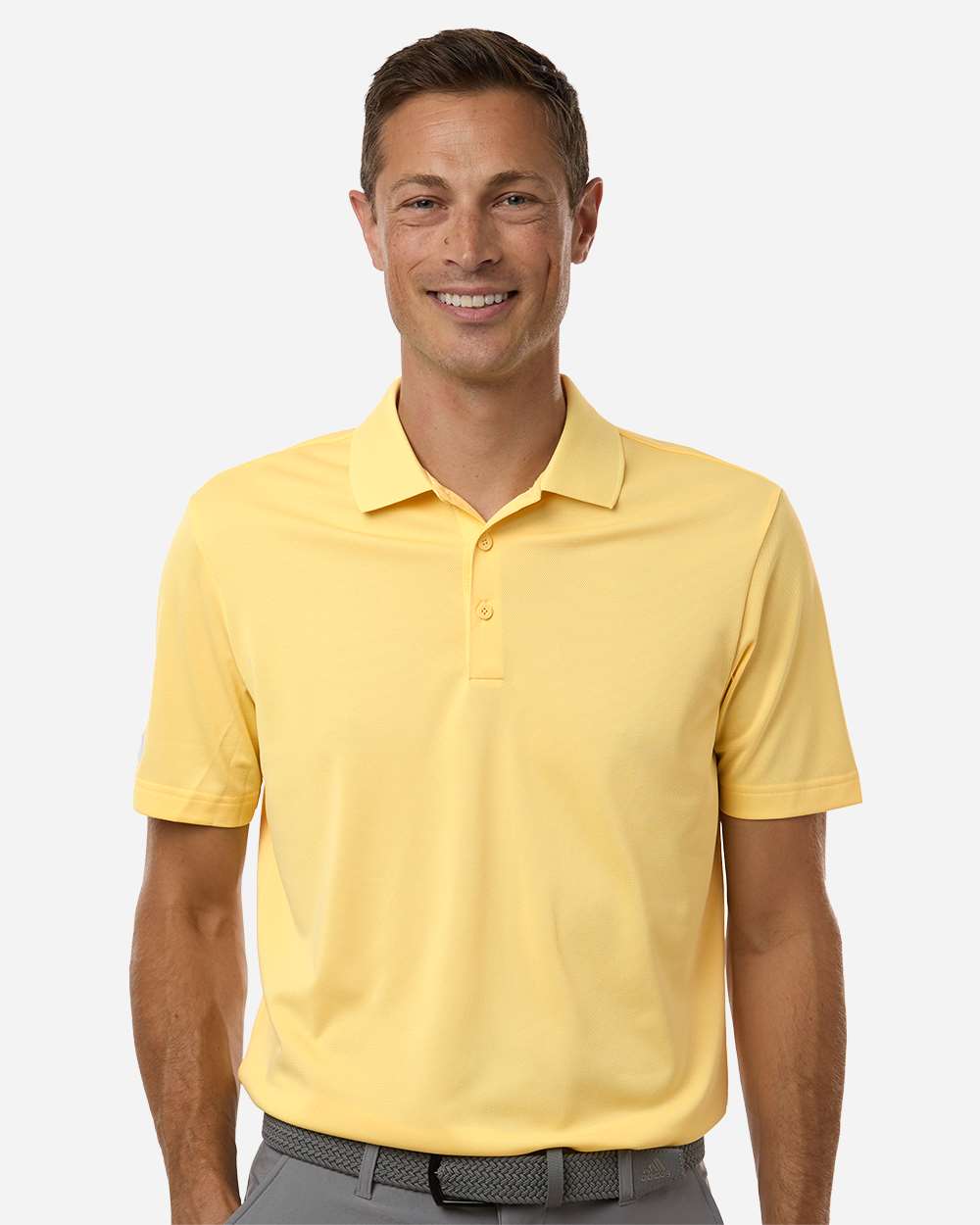 adidas Men's Performance Piqué Polo in Almost Yellow, style A430