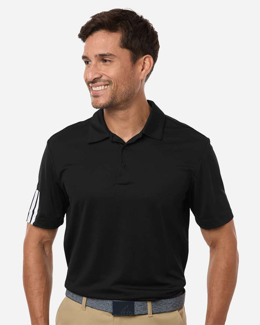 adidas Men's Performance 3-Stripes Climacool Polo in Black, style A719