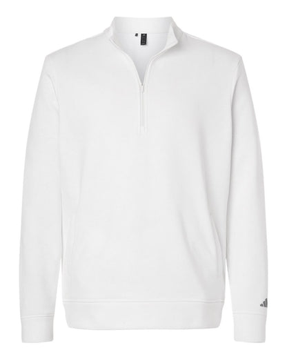 adidas Men's Elevated Fleece Quarter-Zip Pullover blank in Core White, style A721