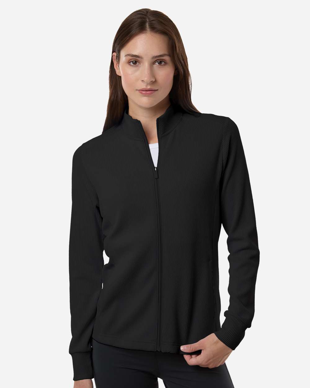 adidas Women's Performance Textured Full-Zip Jacket in Black, style A1015