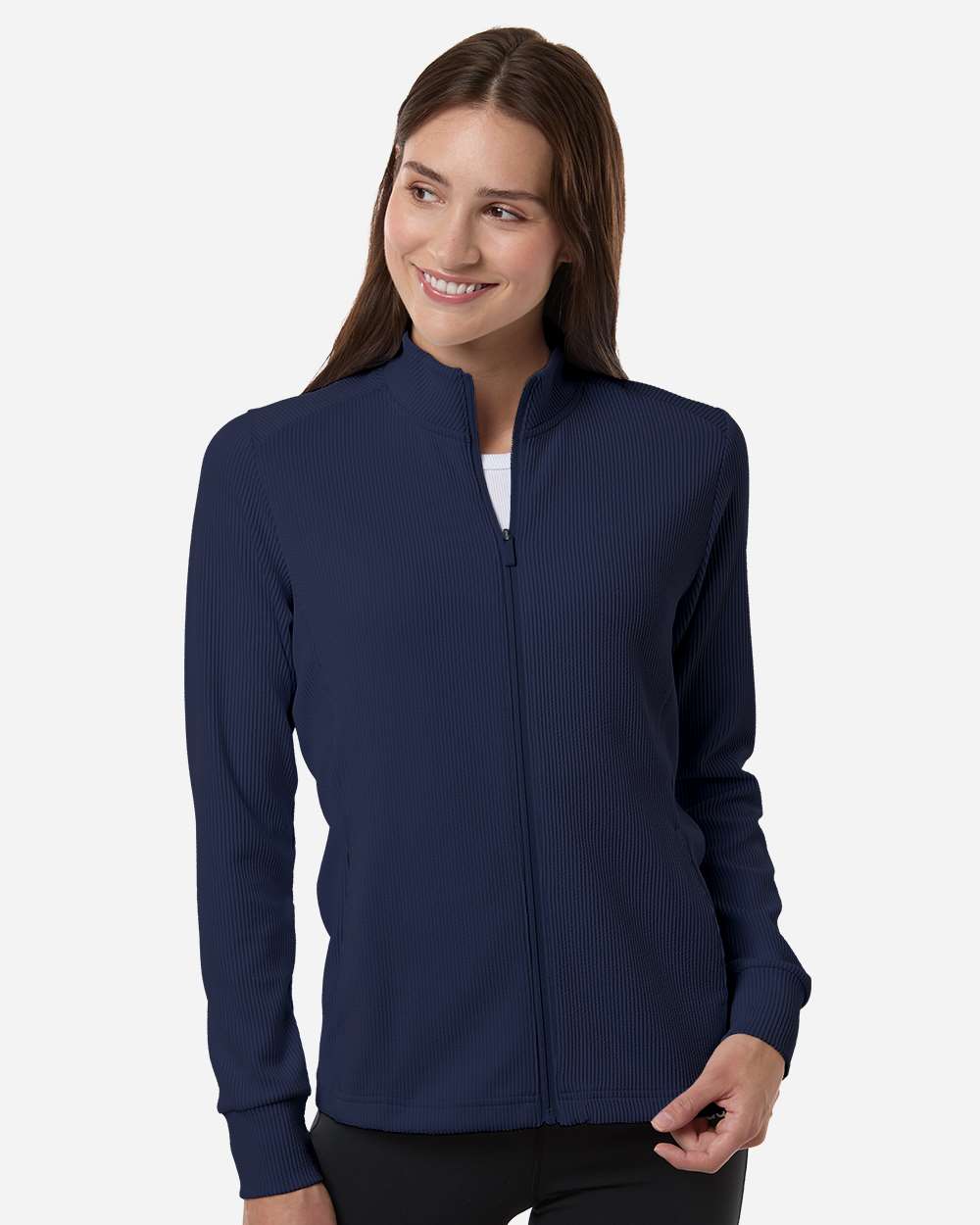 adidas Women's Performance Textured Full-Zip Jacket in Collegiate Navy, style A1015
