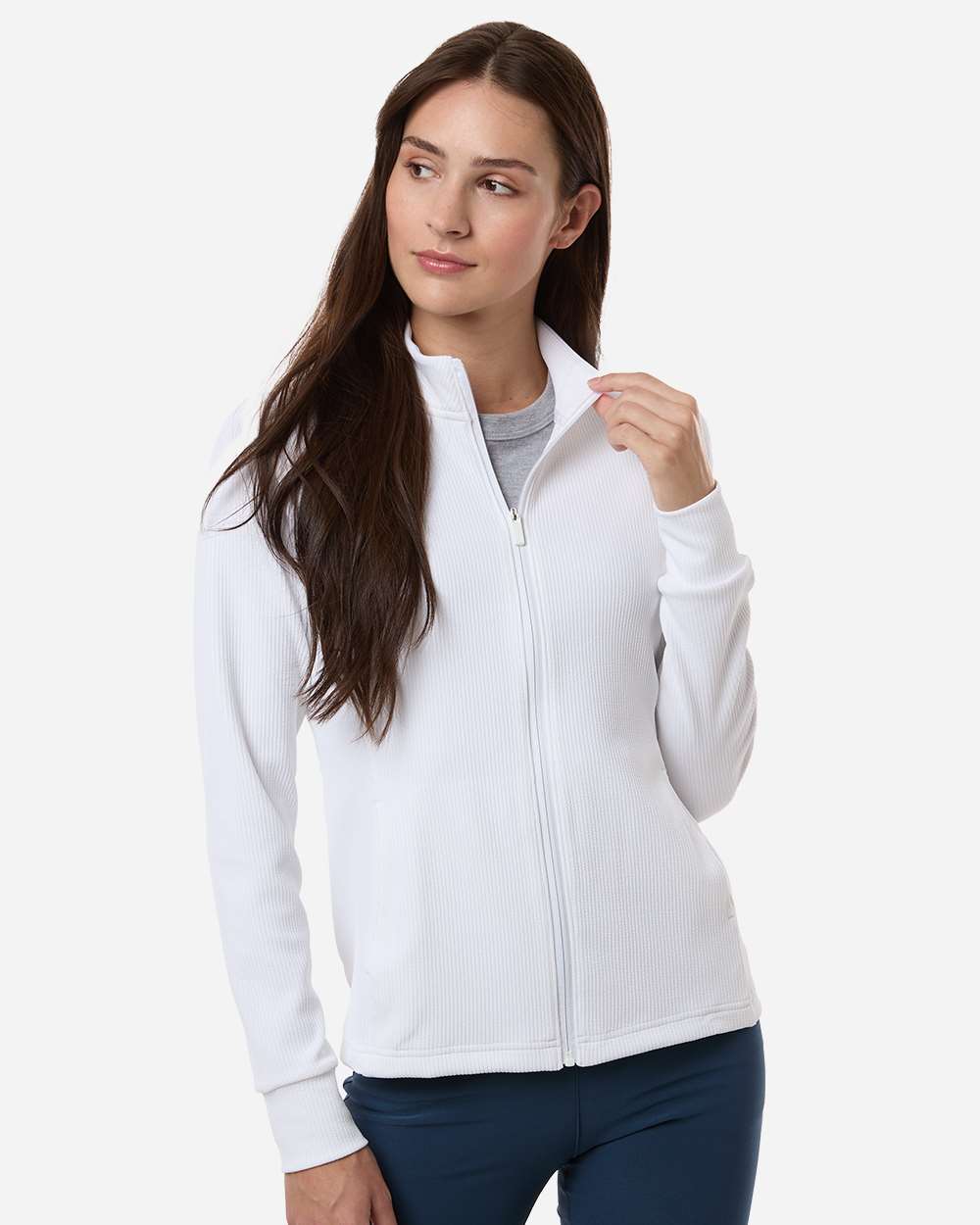adidas Women's Performance Textured Full-Zip Jacket in White, style A1015