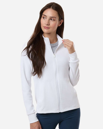 adidas Women's Performance Textured Full-Zip Jacket in White, style A1015