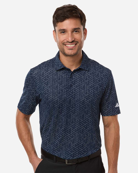 adidas Men's Ultimate365 Mesh Tango Print Climacool Polo in Collegiate Navy/ White, style A2023