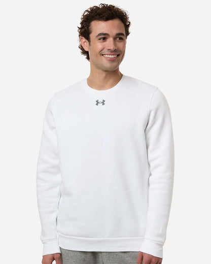 Under Armour Men's Team Icon Fleece Crew in White/ Pitch Grey Medium Heather, style 6014160