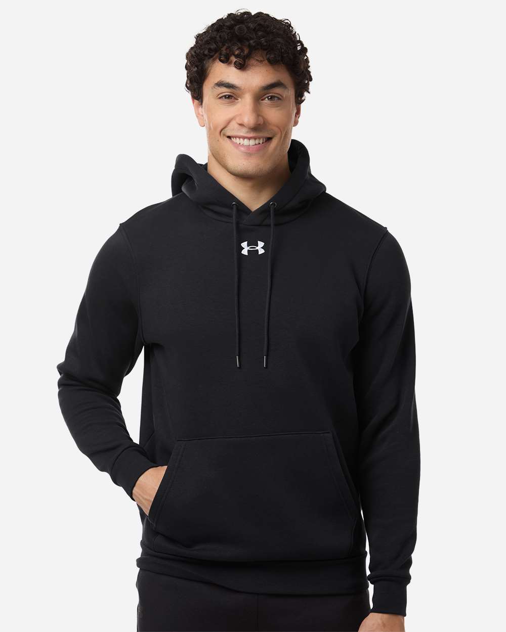 Under Armour Men's Team Icon Fleece Hooded Sweatshirt in Black/ White, style 6014161